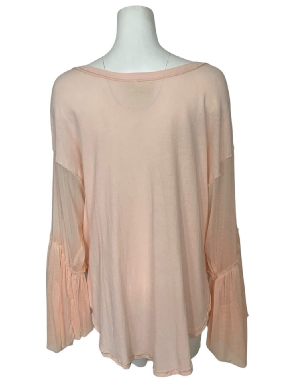 Free People Still Got It Tee Top S Pink Oversized Mesh Bell Sleeves - Picture 7 of 16